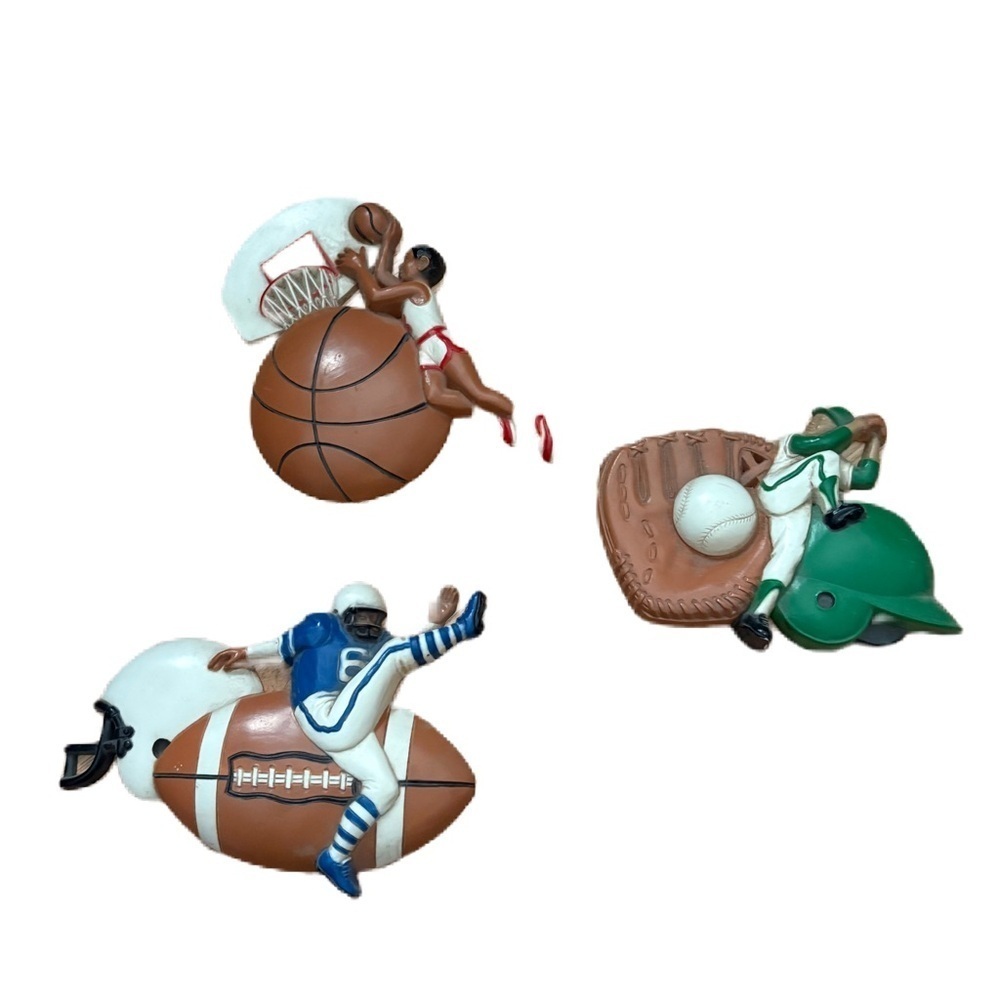Vintage Burwood Homco Basketball Baseball Football Wall Accents Decor Plaques